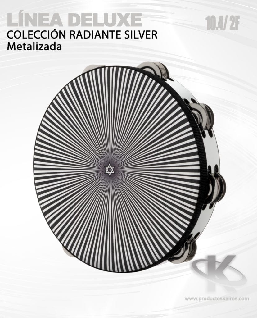 Pandero CLASICO Metalizado Línea Deluxe Silver Radiante 10 4 2 F