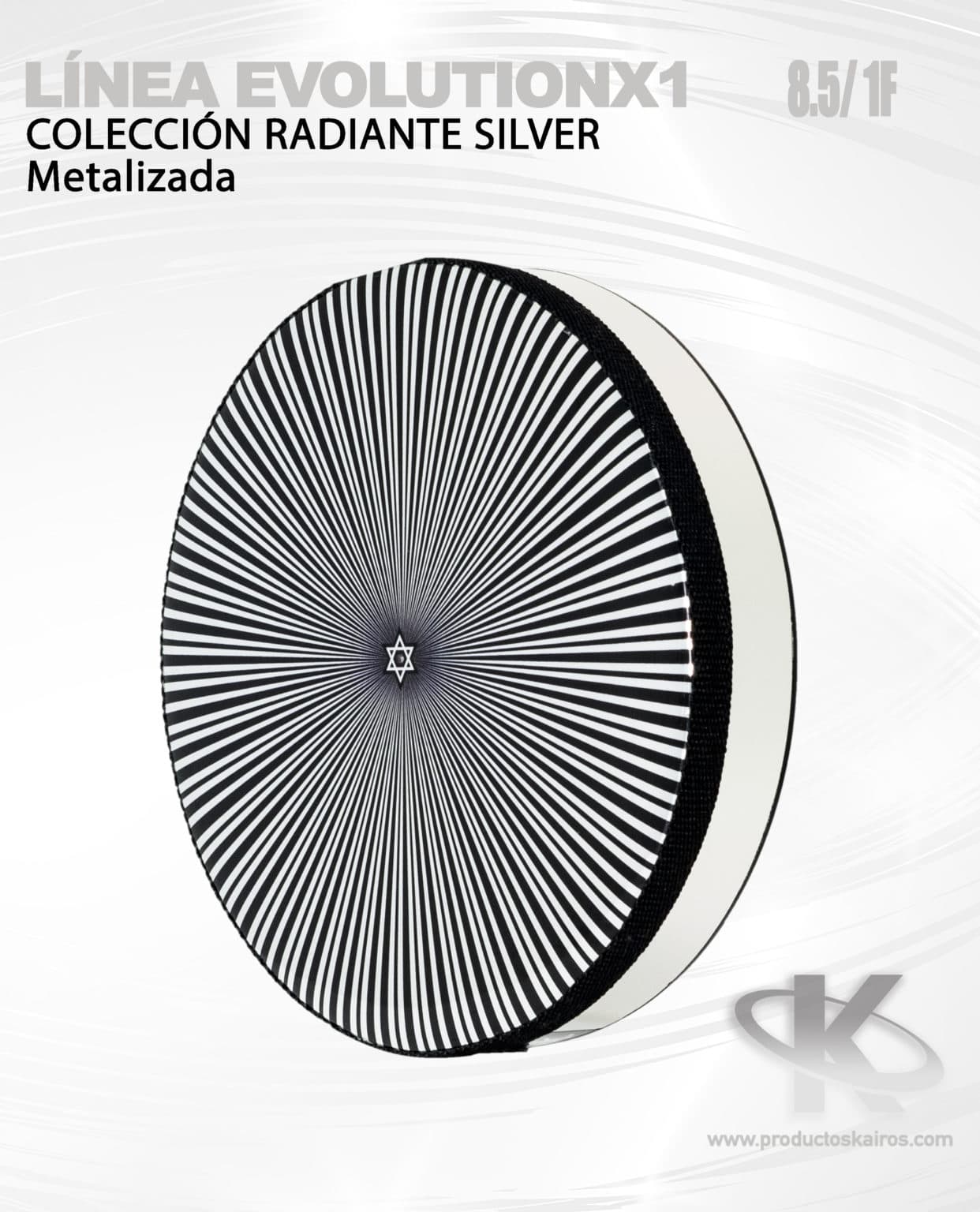 Pandero EVOLUTION X1 Metalizado Línea Deluxe Silver Radiante 8 5 1 F