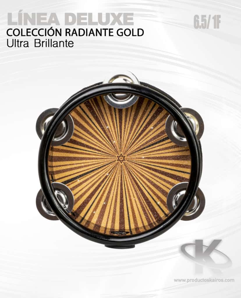 Pandero CLASICO Ultrabrillante Línea Deluxe Gold Radiante 6.5″ 1/F