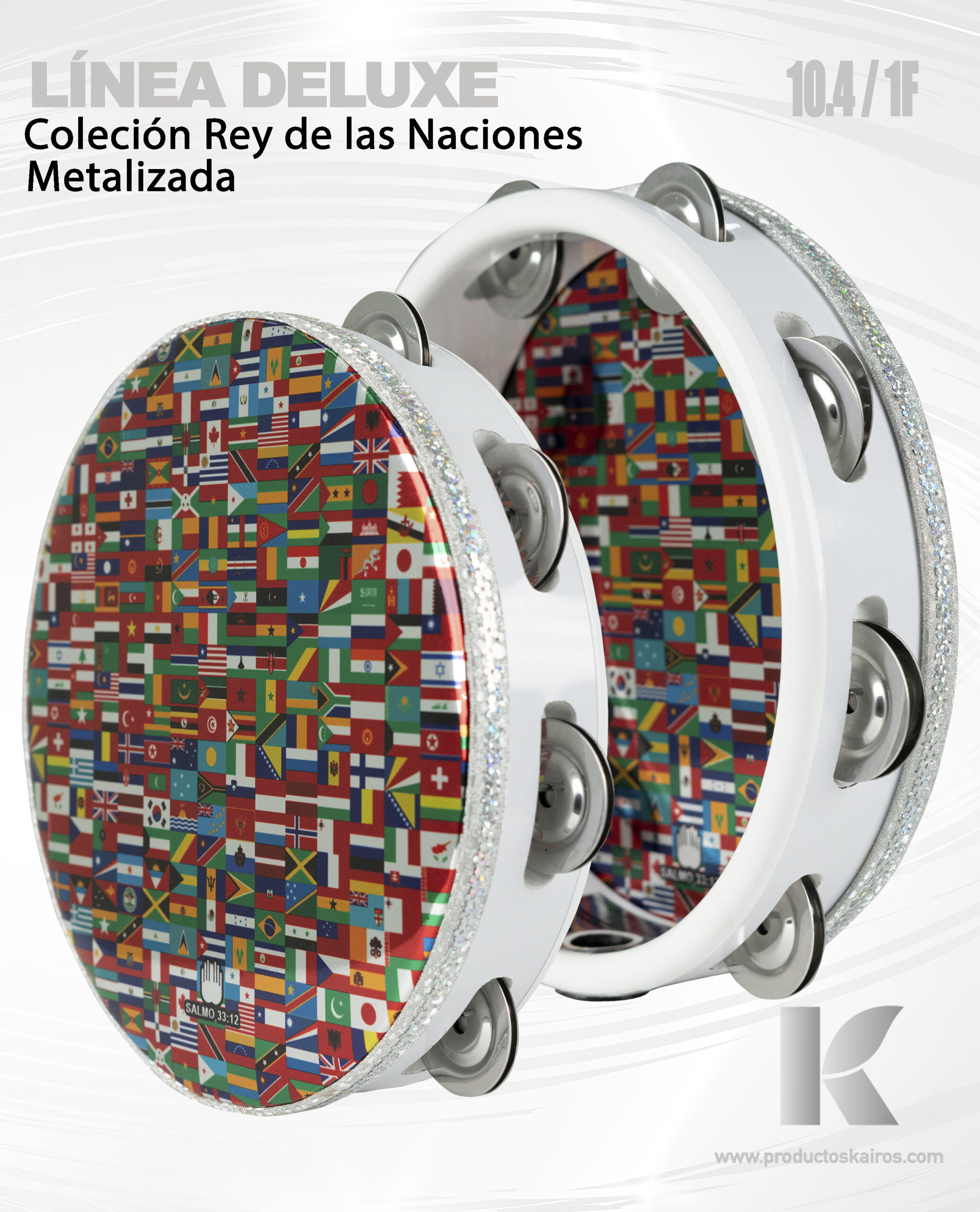 PANDERO METALIZADO DELUXE REY DE LAS NACIONES 10.4 1F