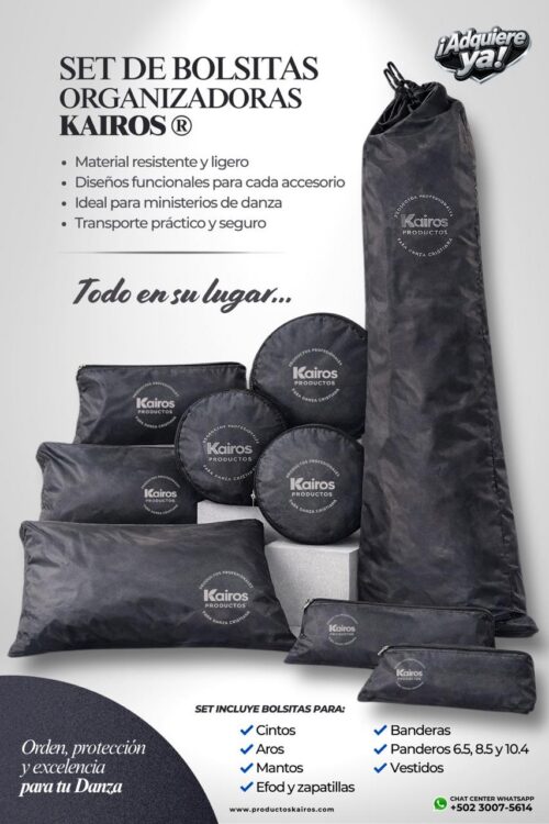 SET DE BOLSITAS ORGANIZADORAS KAIROS (BOLSA PARA PANDERO 10.4)