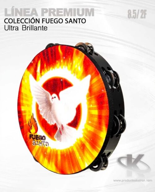 Pandero CLASICO Ultrabrillante Línea Premium Fuego Santo 8.5″ 2/F